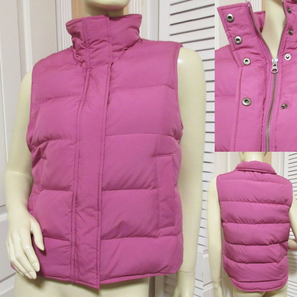 Y2K Theory Pink Down Puffer Vest Jacket sz M Quilted Pockets Designer Athleisure